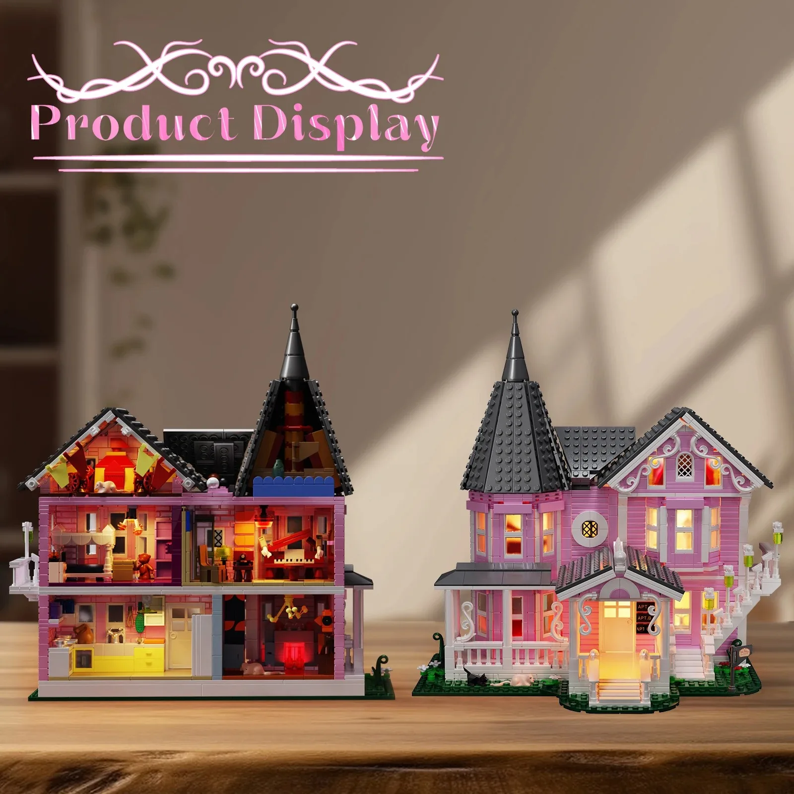 1349 PCS Coralines Building Block Set Pink Palace Model Apartment Ideas Movie Architecture Toy for Boys and Girls Christmas Gift