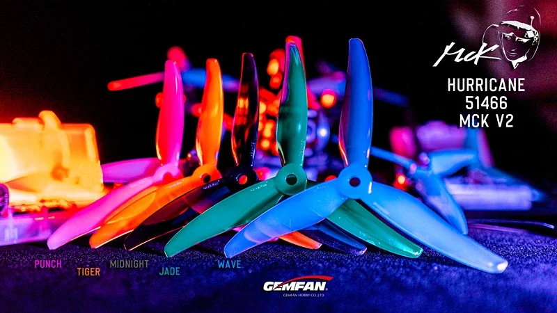 Wholesale 50Pairs(50CW+50CCW) Gemfan Hurricane 51466 MCK V2 3-Blade PC Propeller for RC FPV Freestyle 5inch Drones DIY Parts