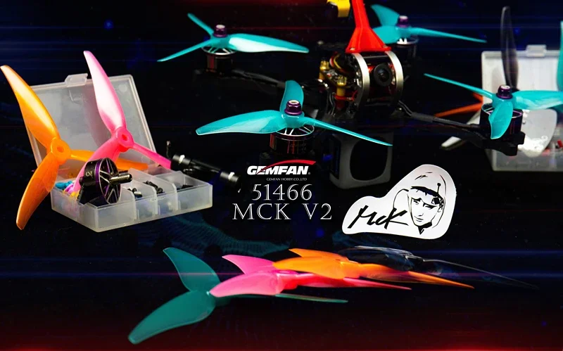 Wholesale 50Pairs(50CW+50CCW) Gemfan Hurricane 51466 MCK V2 3-Blade PC Propeller for RC FPV Freestyle 5inch Drones DIY Parts