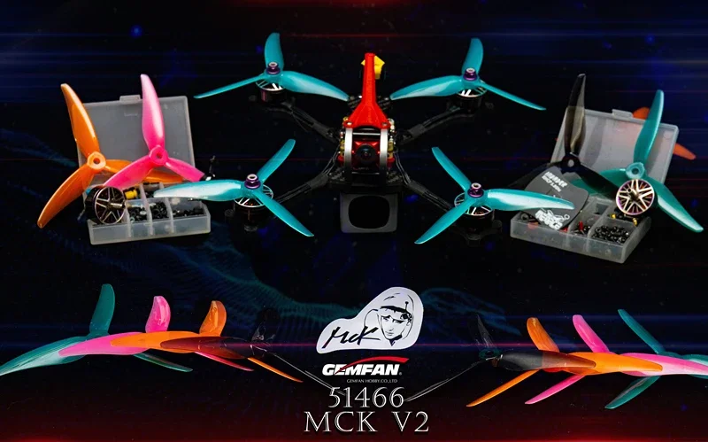 Wholesale 50Pairs(50CW+50CCW) Gemfan Hurricane 51466 MCK V2 3-Blade PC Propeller for RC FPV Freestyle 5inch Drones DIY Parts