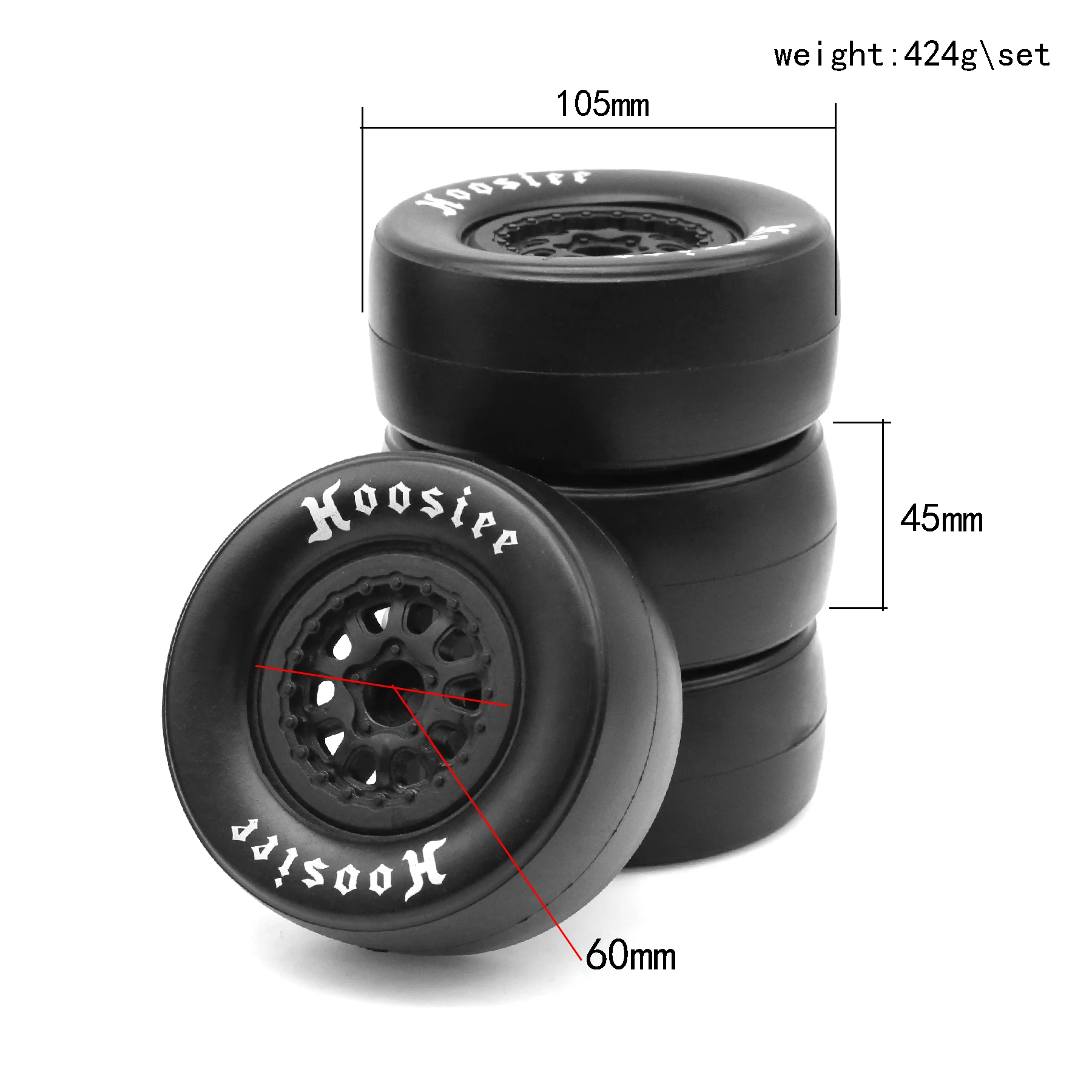 RS RC Rear Drag Racing Belted Wheel Tires for 1/10 RC Truck Car Slash 2WD Losi 22S DR10 Tension Pulling Ash