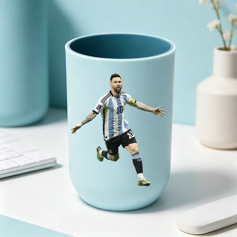 Football Superstar Messi Water Cup Portable Toiletry Cup Kids Toothbrush Cups Unisex Household Drinking Cup Bathroom Ornament