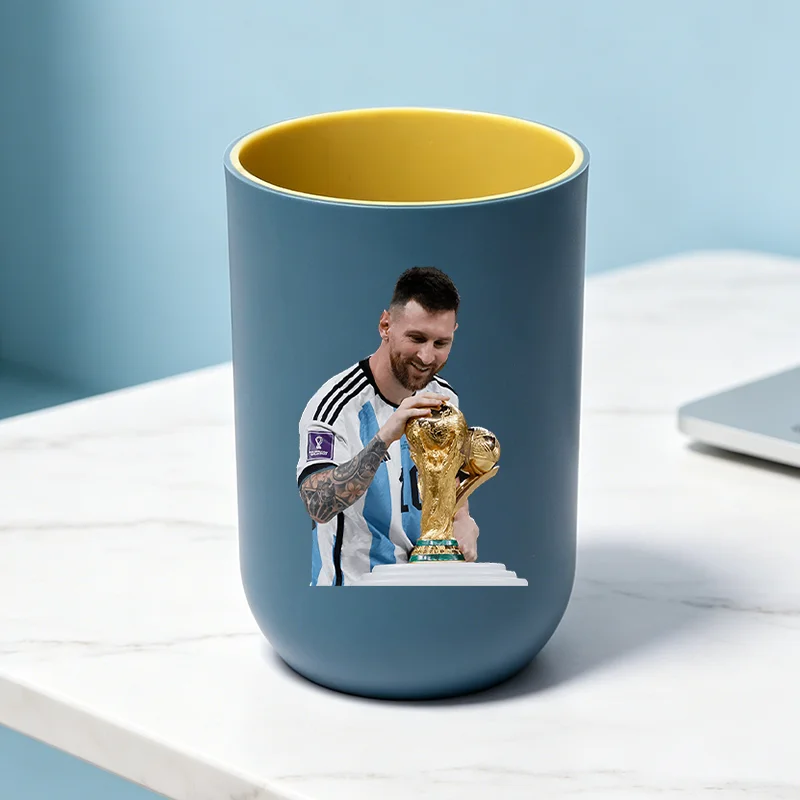 Football Superstar Messi Water Cup Portable Toiletry Cup Kids Toothbrush Cups Unisex Household Drinking Cup Bathroom Ornament