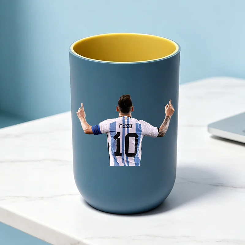 Football Superstar Messi Water Cup Portable Toiletry Cup Kids Toothbrush Cups Unisex Household Drinking Cup Bathroom Ornament