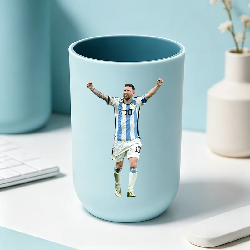 Football Superstar Messi Water Cup Portable Toiletry Cup Kids Toothbrush Cups Unisex Household Drinking Cup Bathroom Ornament