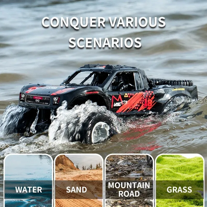 2.4G 4WD Amphibious RC Car Off Road Waterproof Remote Control Cars JJRC Q156 Climbing Vehicle Drift Monster Truck for Kids Toys