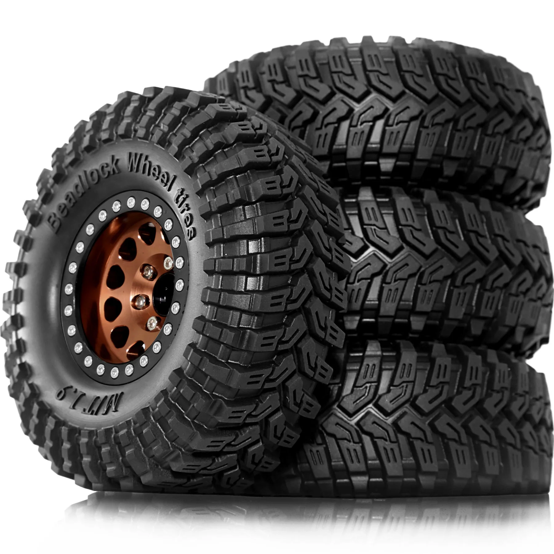 4pcs 1.9'' Beadlock Wheels and Tires Rim Offset -8.9mm OD 4.53'' for 1/10 RC Crawler Car TRX4 TRX6 SCX10 90046 CC01 D90 D110