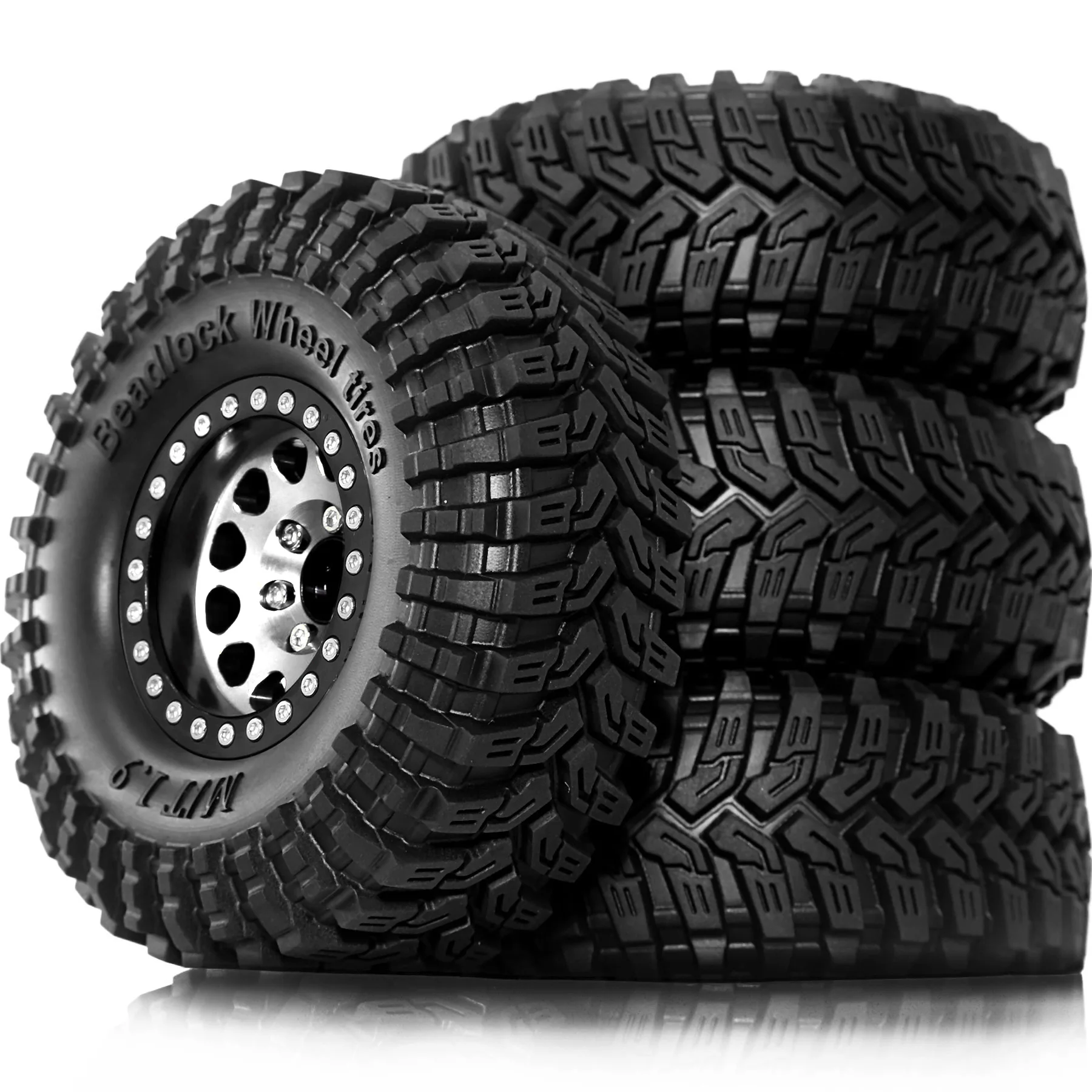 4pcs 1.9'' Beadlock Wheels and Tires Rim Offset -8.9mm OD 4.53'' for 1/10 RC Crawler Car TRX4 TRX6 SCX10 90046 CC01 D90 D110
