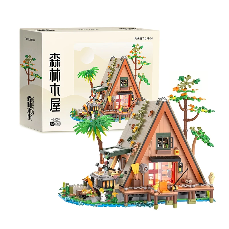 1486PCS / 1108PCS Forest House building blocks with LED light Tree Cabin Display Bricks Set Kit for Nature Lovers Adults Kids