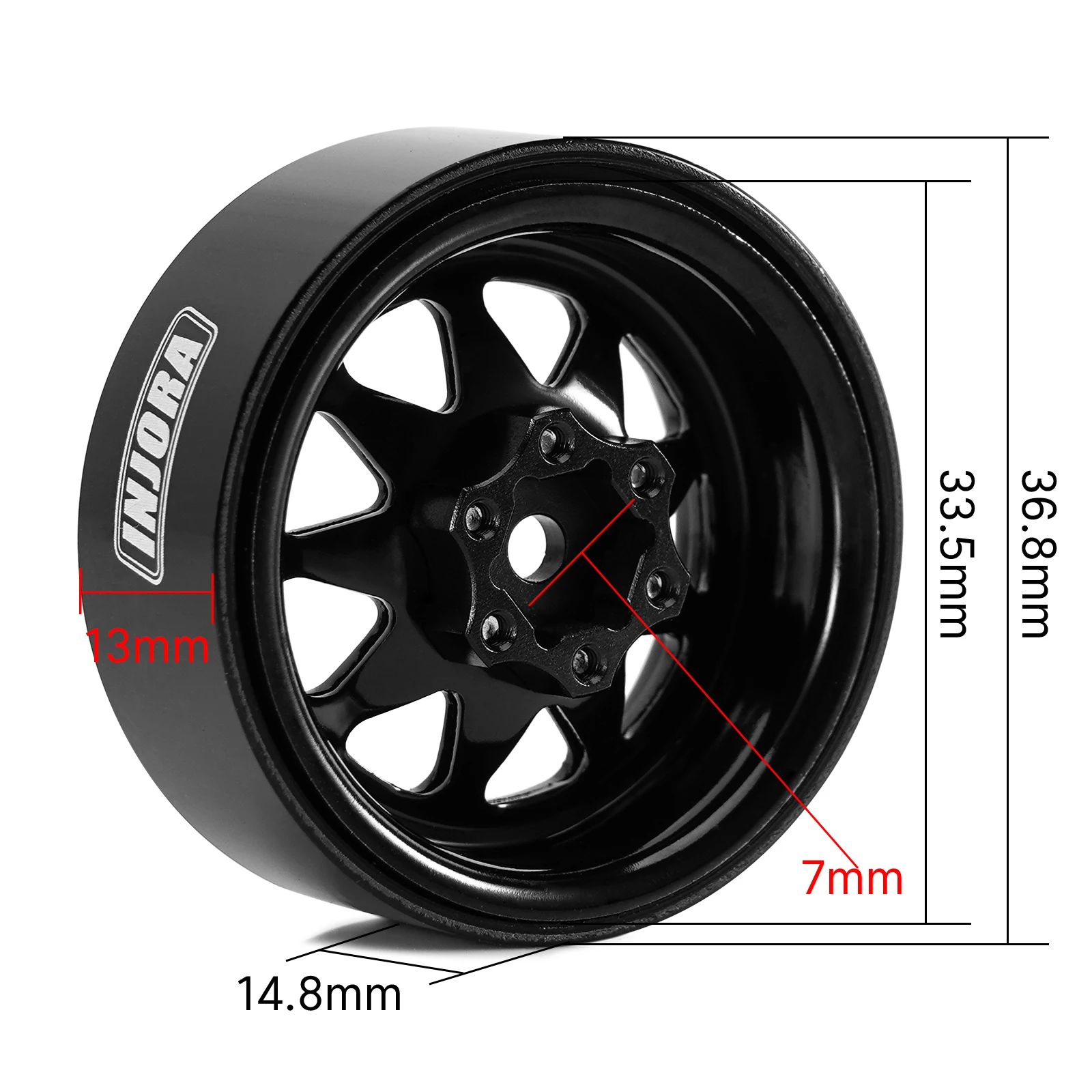 INJORA -4.05mm Offset Stamped Steel 1.3" Beadlock Wheels for 1/24 1/18 RC Crawlers (W1312)