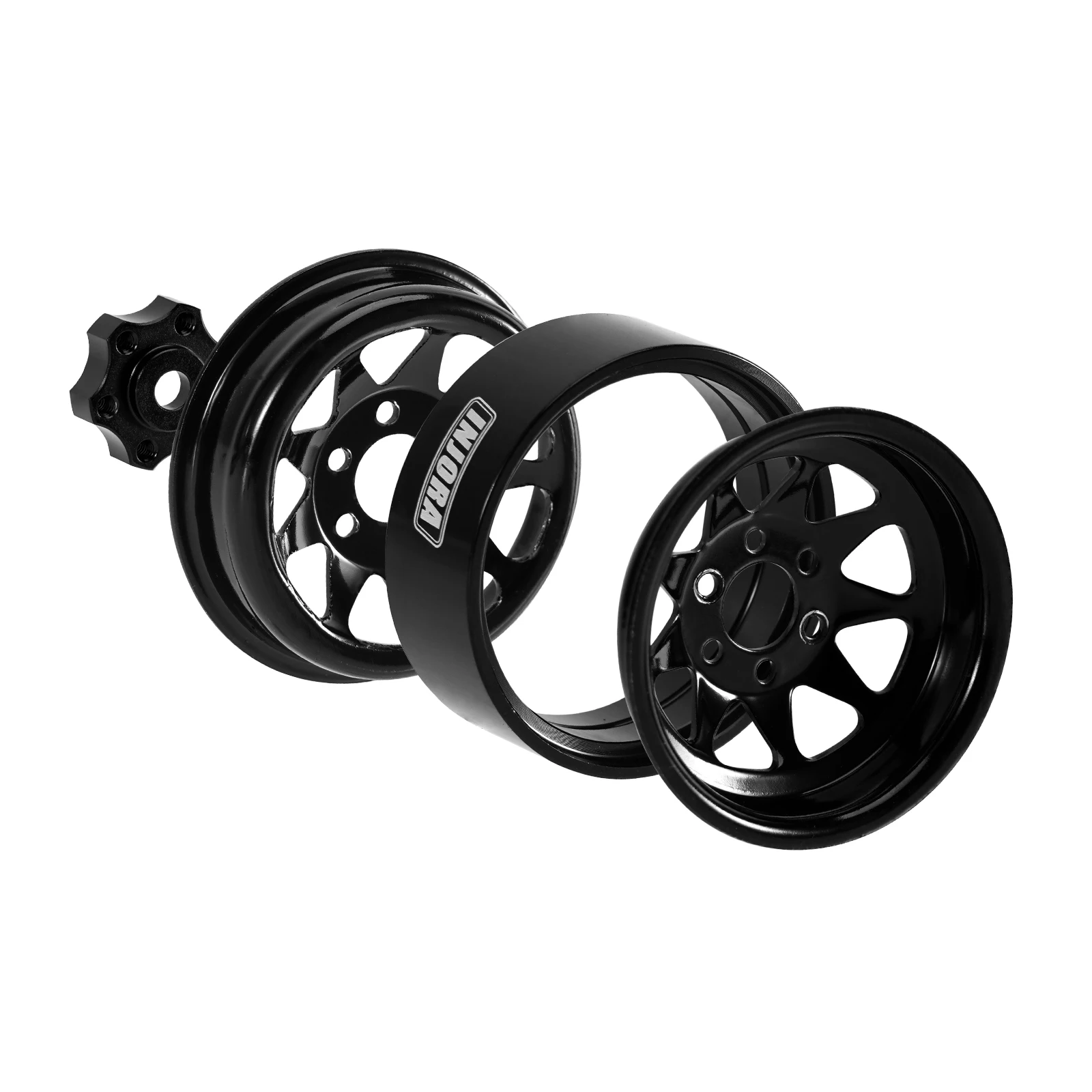 INJORA -4.05mm Offset Stamped Steel 1.3" Beadlock Wheels for 1/24 1/18 RC Crawlers (W1312)