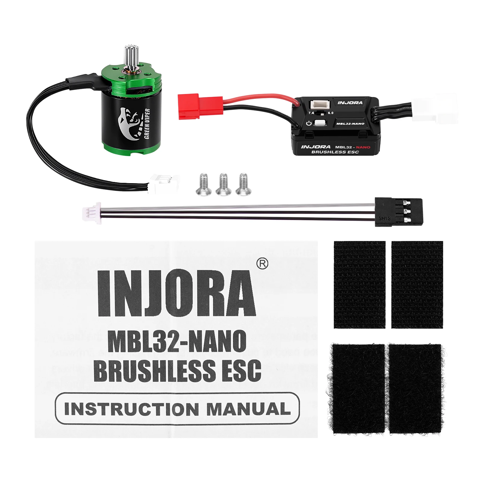 INJORA MBL32-NANO Brushless ESC & 1621 Green Viper Motor 4300KV for 1/30 Axial SCX30