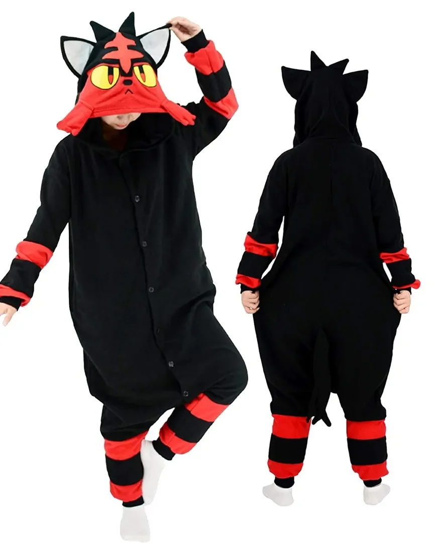 Pajamas Onesie Litten Kigurumi Cat Anime Pijama Jumpsuit Halloween Christmas Cosplay Costume Party Outfit