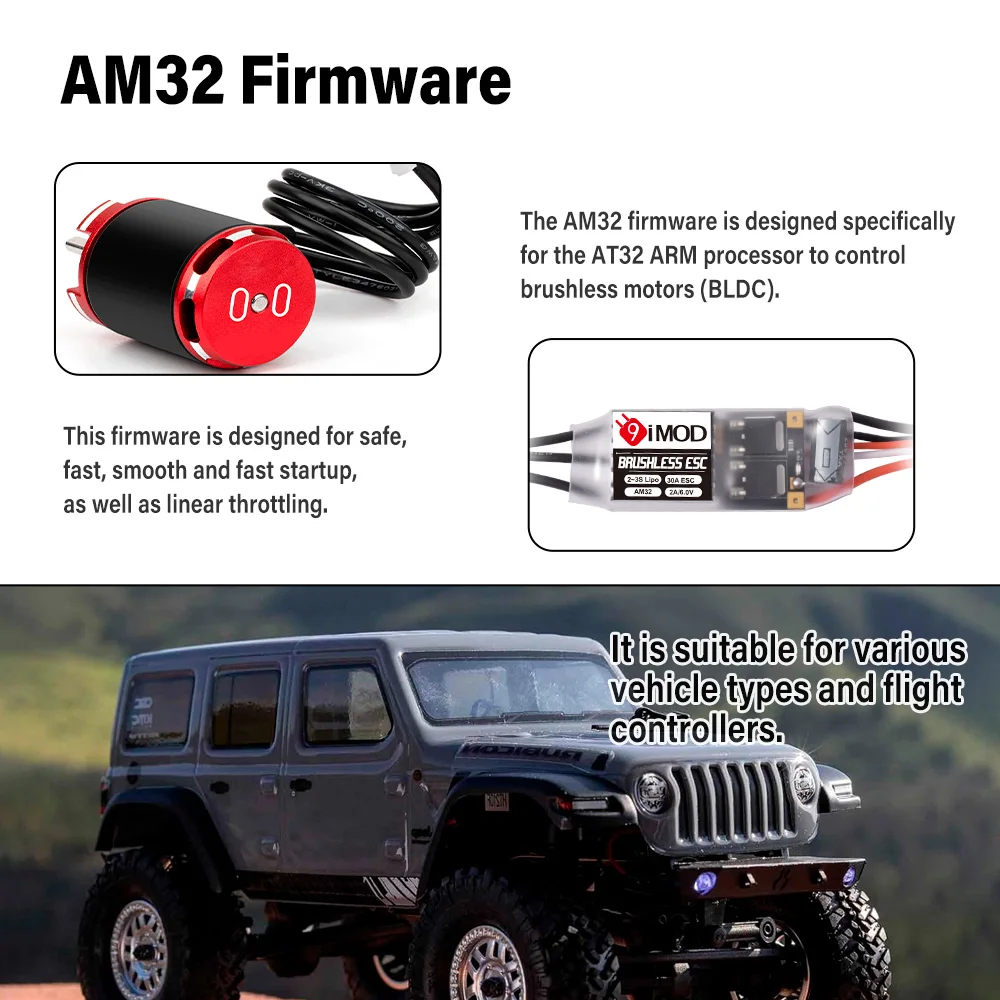 9IMOD Brushless ESC Motor Combo 30A ESC 1224/1621/2204 Motor For RC 1/18 1/24 SCX24 TRX4M