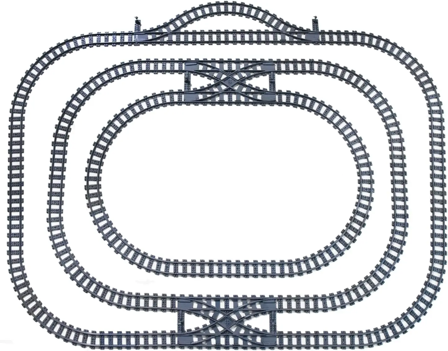 Train Track Railroad Accessories - City Train Track System with Railroad Crossing, Compatible with Major Brand Trains in Buildin