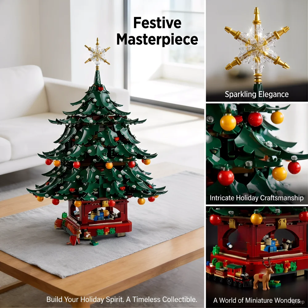 3171 Pcs Christmas Building Blocks Set - Santa Claus Family & Christmas Tree Decor Model, Holiday Gift Toy Decoration for Adults