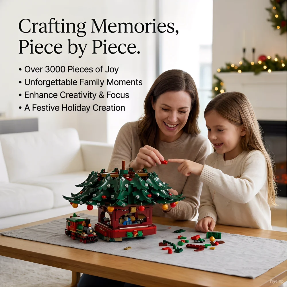 3171 Pcs Christmas Building Blocks Set - Santa Claus Family & Christmas Tree Decor Model, Holiday Gift Toy Decoration for Adults