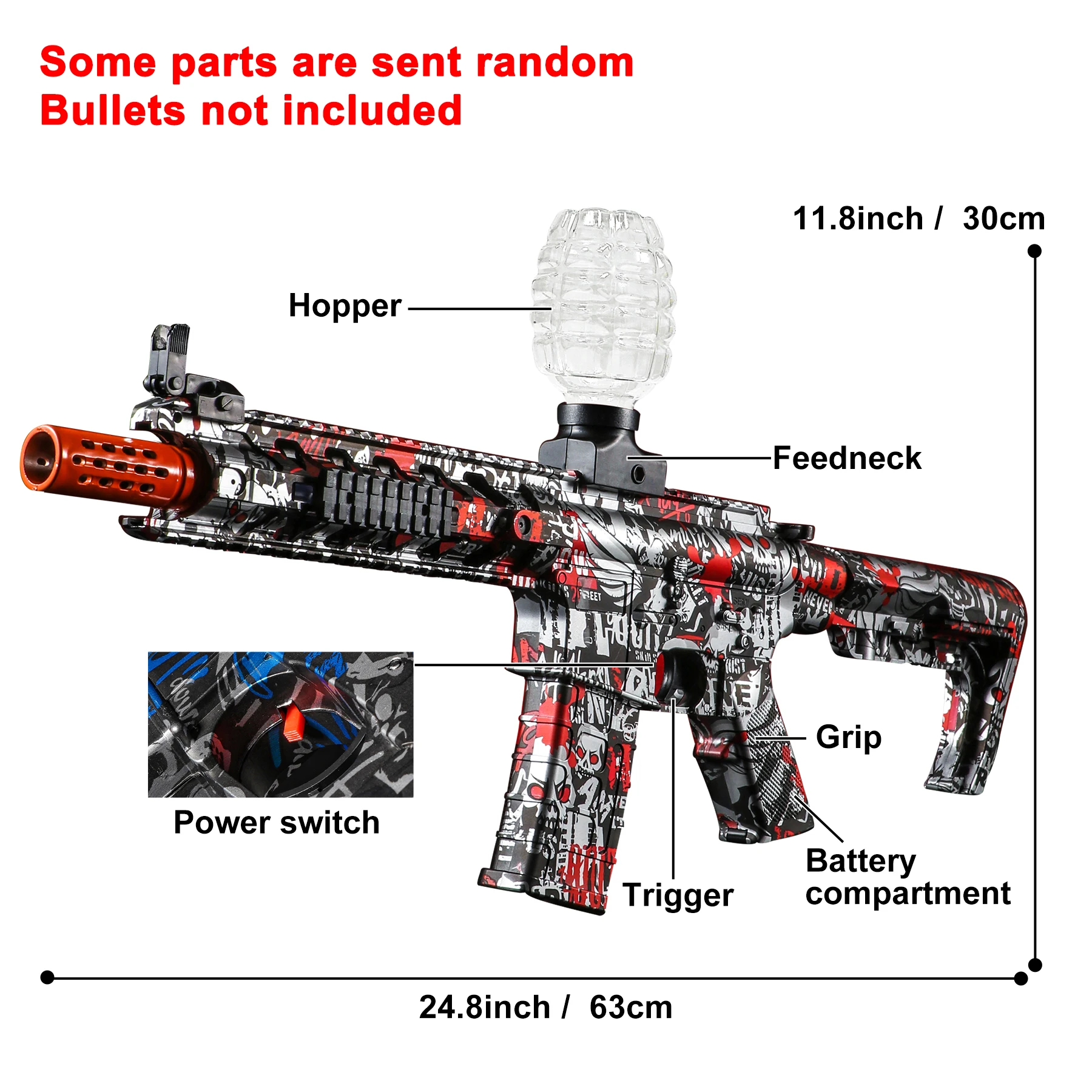M416 Electric Gel Ball Blaster Toy Gun, Summer Outdoor Fun, High-Speed Rechargeable, Metallic, Family Pool/BBQ Games(No Bullets)