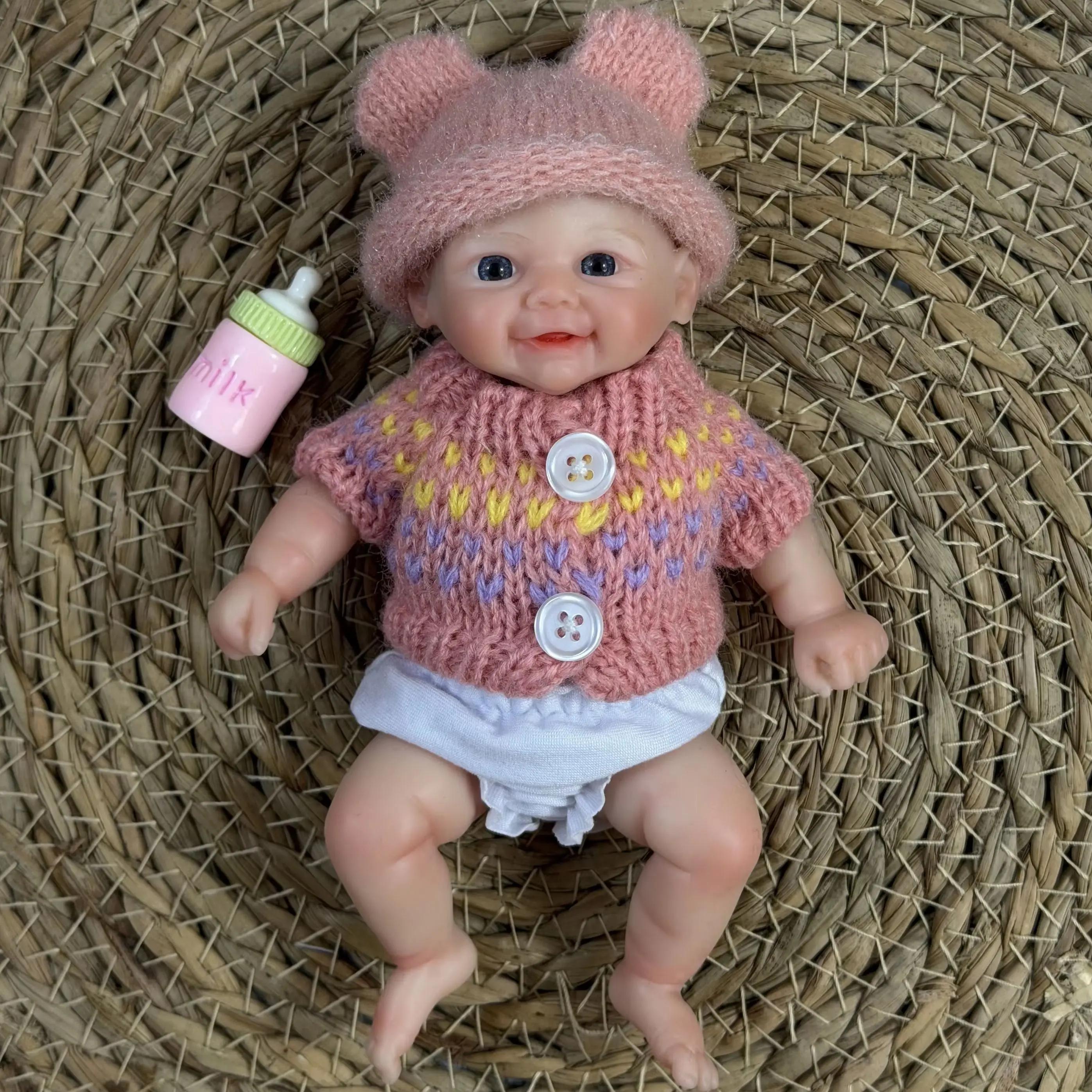 6 Inch Chubby Vivienne All Silicone Reborn Doll Lifelike Soft Solid Silicone Washable Doll Stress-relieving Toys