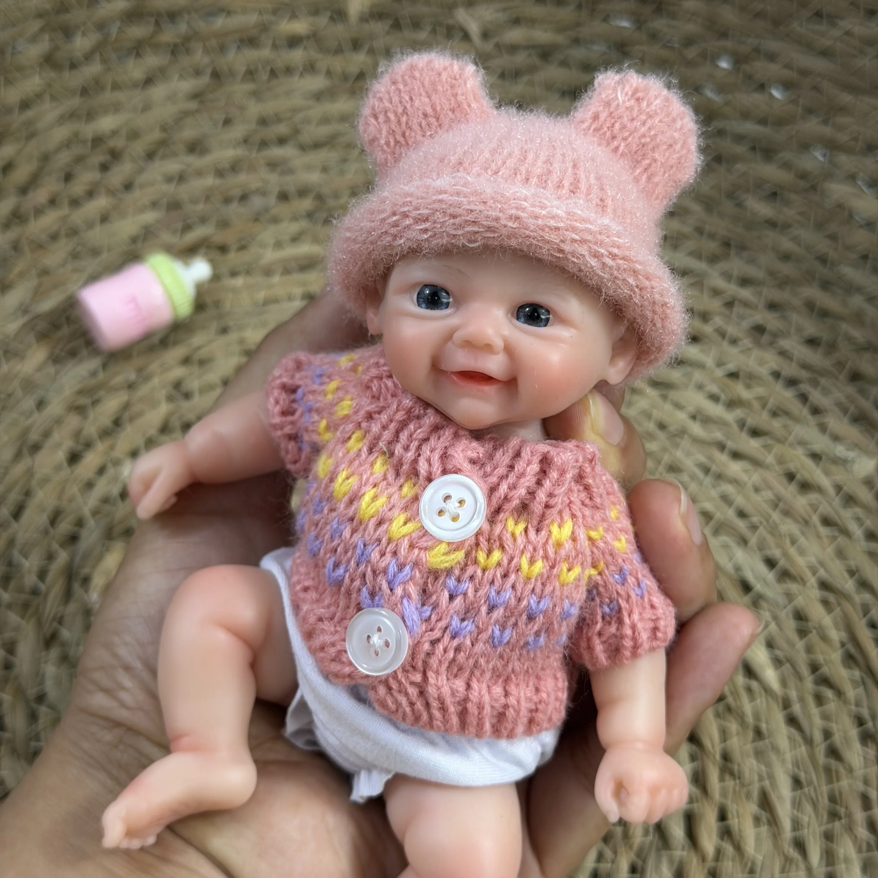 6 Inch Chubby Vivienne All Silicone Reborn Doll Lifelike Soft Solid Silicone Washable Doll Stress-relieving Toys