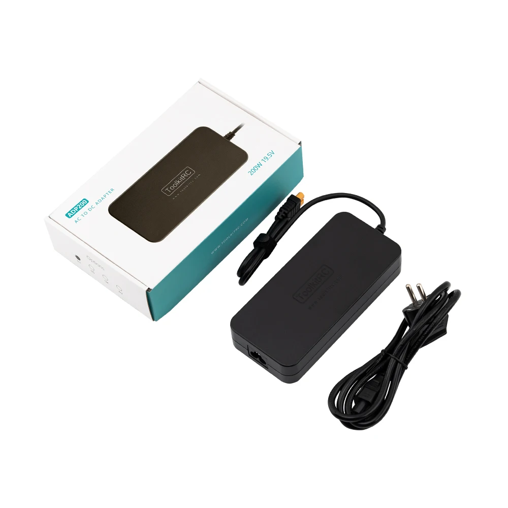 ToolkitRC ADP200 V2 Power Adapter 200W DC 19.5V 10.3A XT60 Output Model Toy Car Accessories Suitable For Charger M6D M8P M7 M9