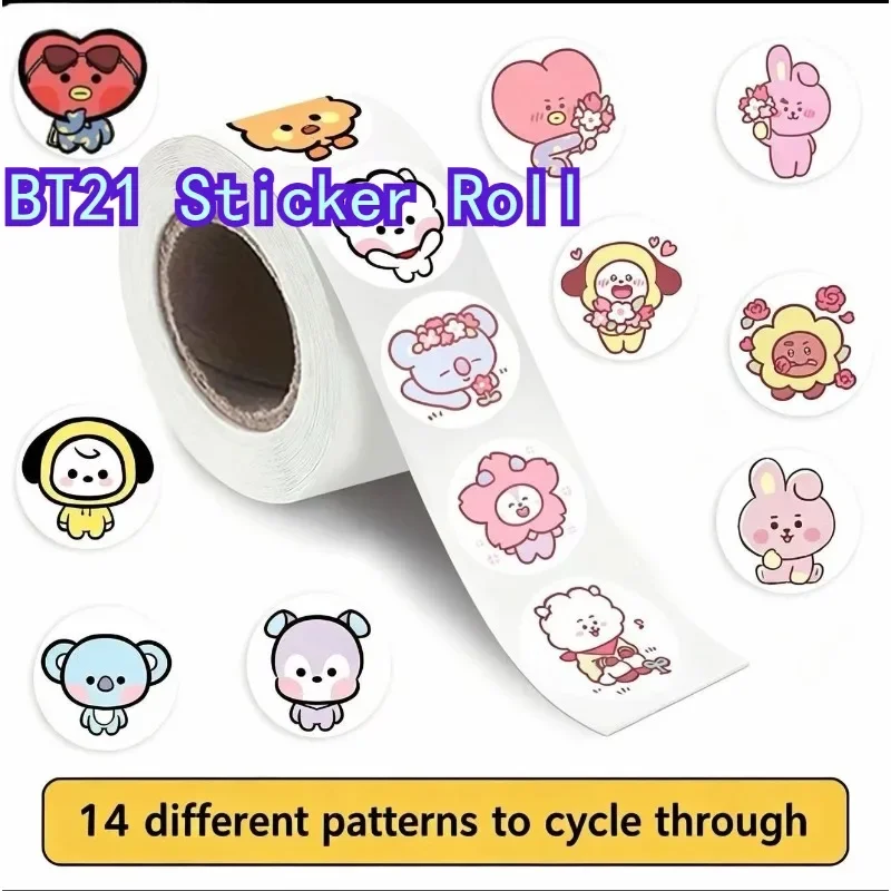 500PCS BT21 Cute Cartoon Stickers KOYA‌ RJ CHIMMY COOKY‌ SHOOKY‌ MANG‌ K-pop Idol Merch for DIY Phone Case Scrapbook Decoration