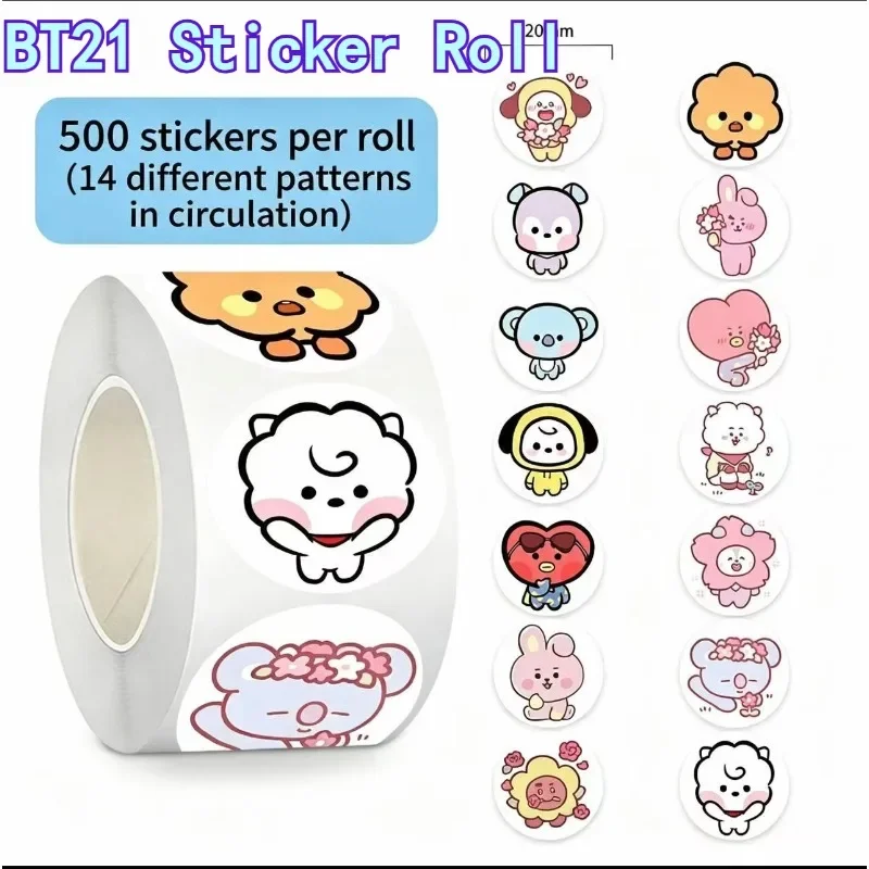 500PCS BT21 Cute Cartoon Stickers KOYA‌ RJ CHIMMY COOKY‌ SHOOKY‌ MANG‌ K-pop Idol Merch for DIY Phone Case Scrapbook Decoration