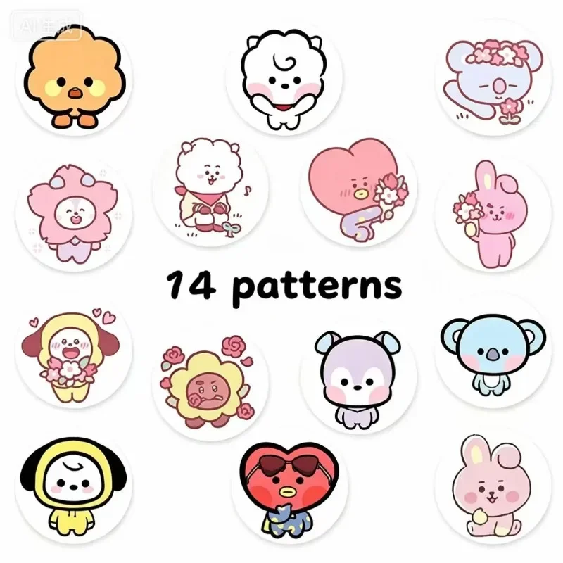 500PCS BT21 Cute Cartoon Stickers KOYA‌ RJ CHIMMY COOKY‌ SHOOKY‌ MANG‌ K-pop Idol Merch for DIY Phone Case Scrapbook Decoration