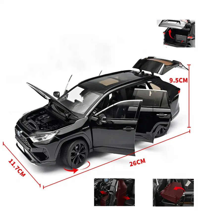 1:18 TOYOTA RAV4 SUV Alloy Car Model Diecasts Metal Off-road Vehicles Car Model High Simulation Collection Kids Gifts Decoration
