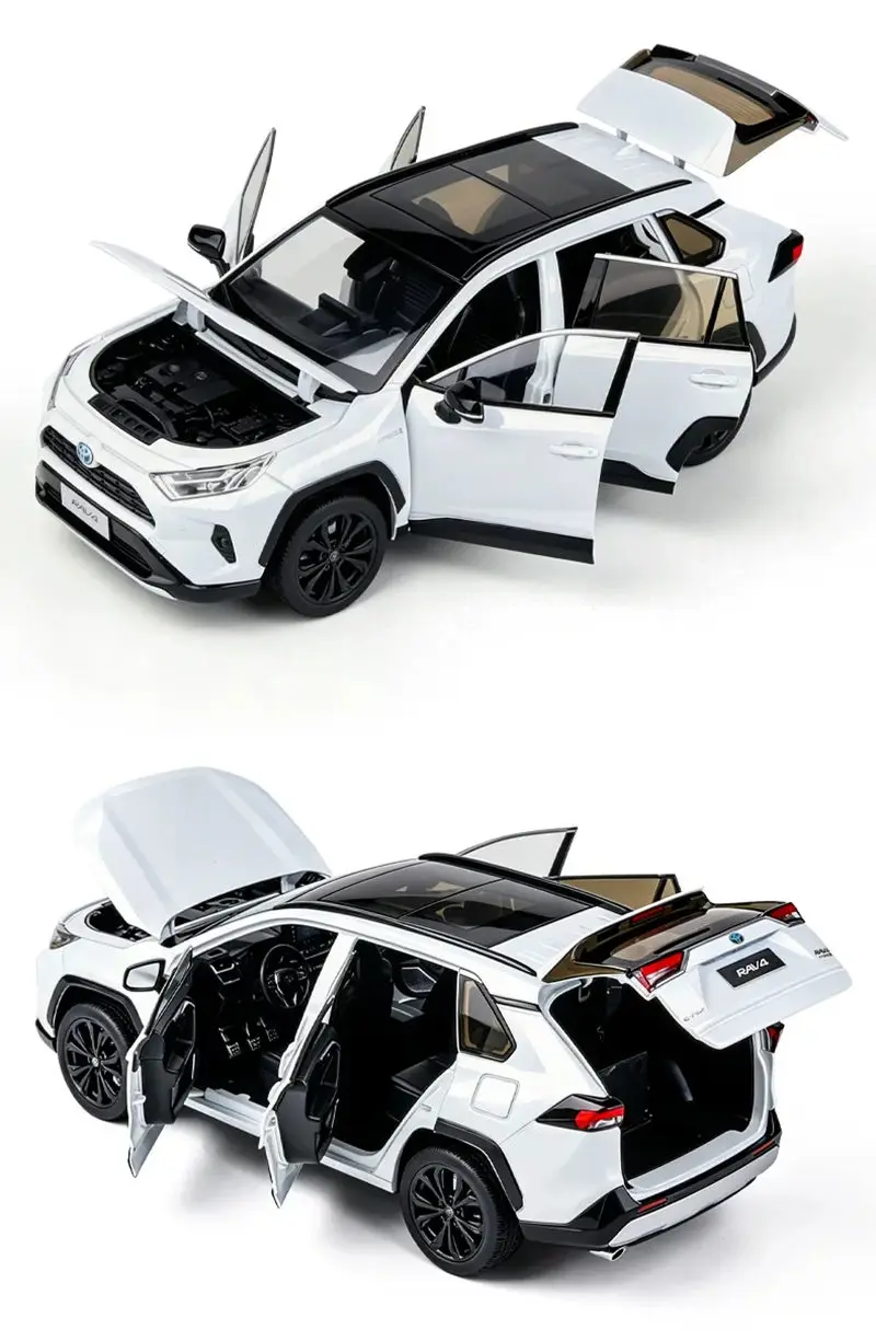 1:18 TOYOTA RAV4 SUV Alloy Car Model Diecasts Metal Off-road Vehicles Car Model High Simulation Collection Kids Gifts Decoration