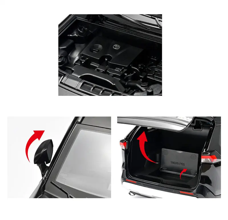 1:18 TOYOTA RAV4 SUV Alloy Car Model Diecasts Metal Off-road Vehicles Car Model High Simulation Collection Kids Gifts Decoration