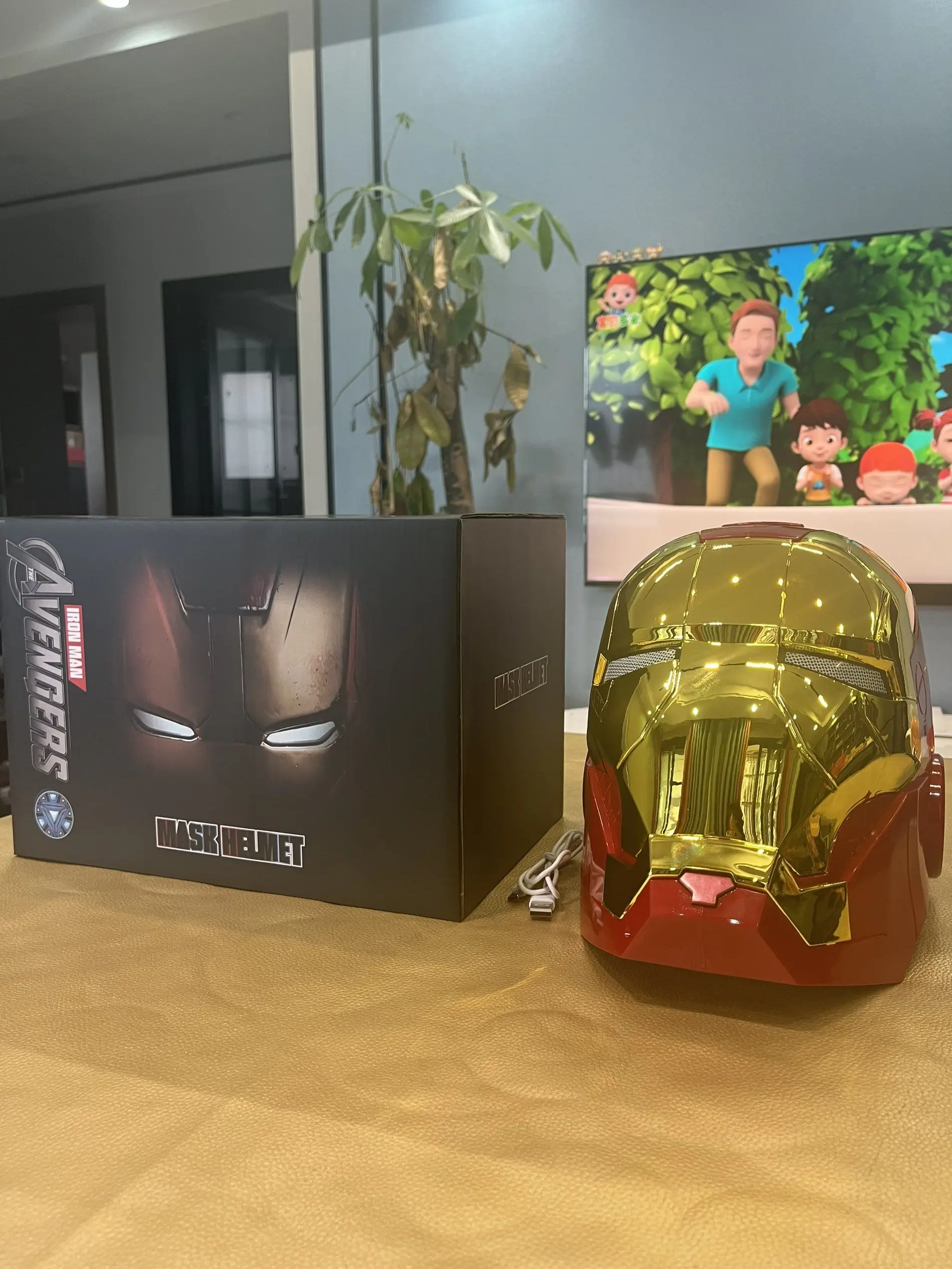 2026 New Iron Man Helmet 1:1 Electric Wearable Voice Control Anime Peripheral Model Collectible Prop Adult Role‑Play Birthday Gi