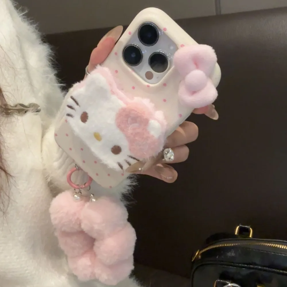 DIY new kawaii cat 3D plush shape mobile phone case suitable for iPhone 17 Pro Max 16 Pro 15 14 13 Plus Air anime cartoon cat
