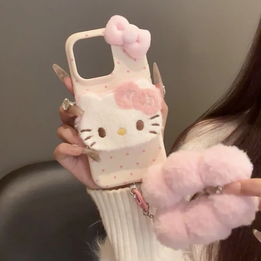 DIY new kawaii cat 3D plush shape mobile phone case suitable for iPhone 17 Pro Max 16 Pro 15 14 13 Plus Air anime cartoon cat