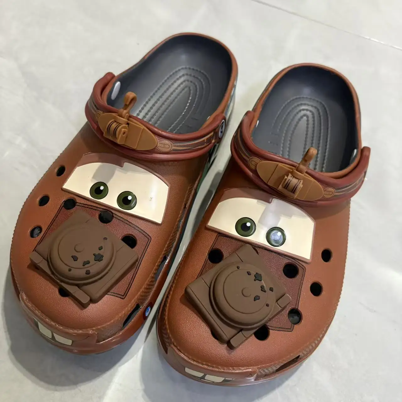 New Summer Cartoon Cars Theme Mater Clogs Non‑Slip Lightweight Eva Beach Slippers Breathable Outdoor Sandals Gift For Adults
