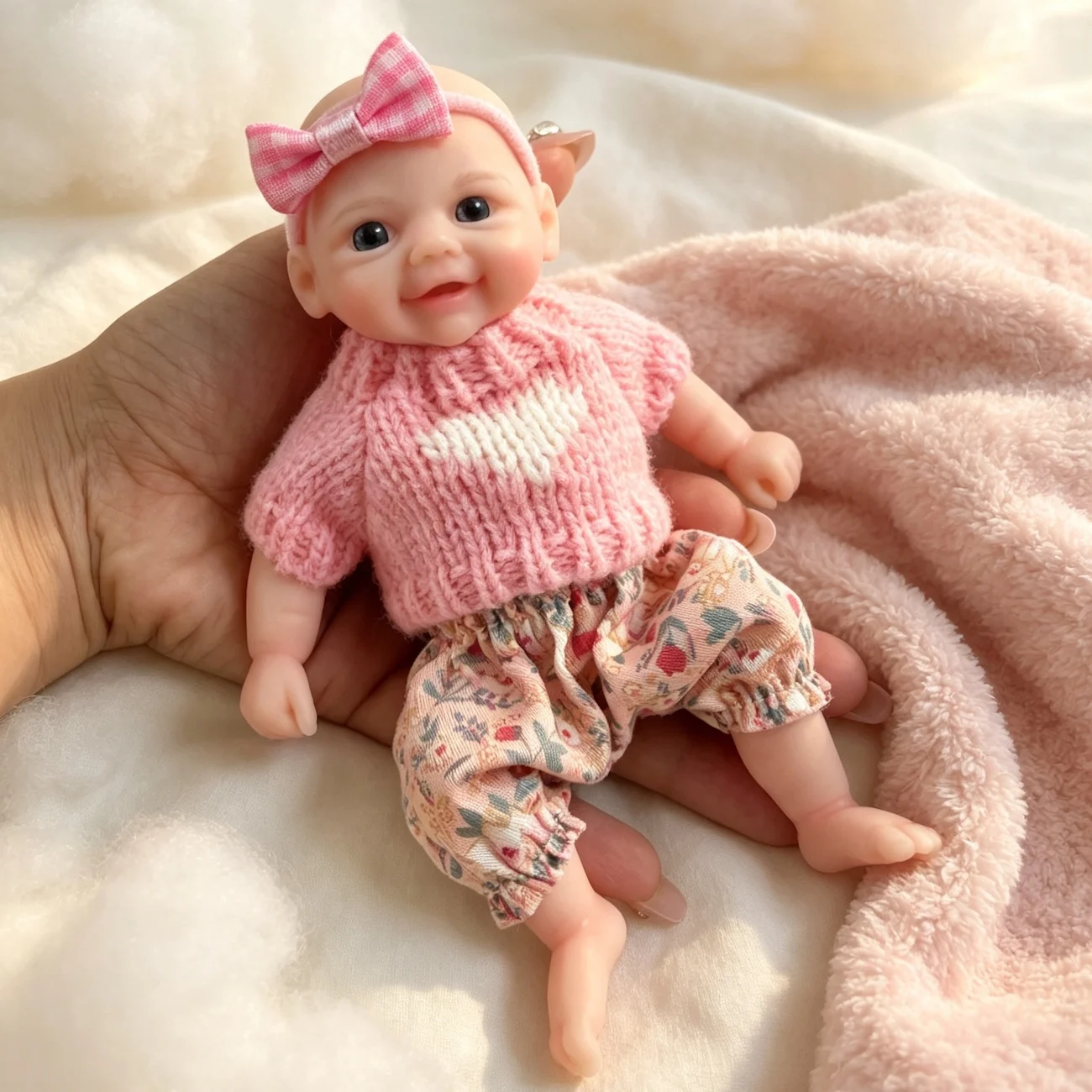 1Pc 6 Inch All Silicone Reborn Doll Vivienne Smile Bebe Lifelike Soft Squishy Silicone Toy For Doll Enthusiasts and Collectors