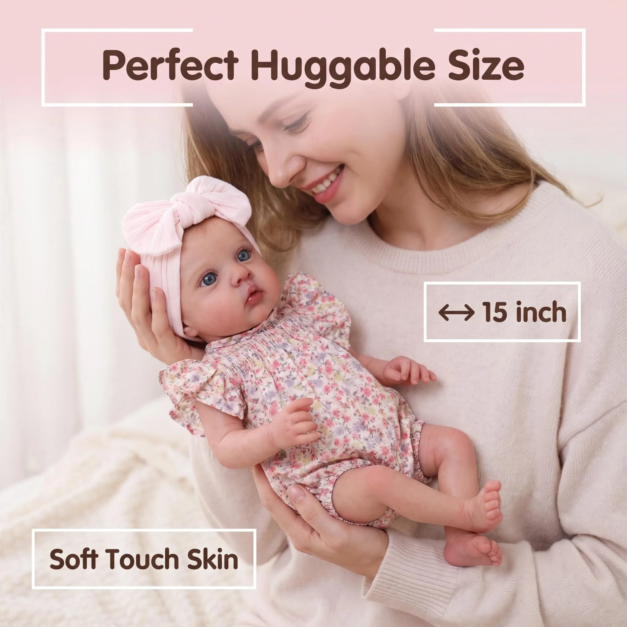 NPK Lifelike 15inch Mikki 3D Painted With Visible Veins Reborn Soft Vinyl Doll Newborn Bebe With Cloth Body