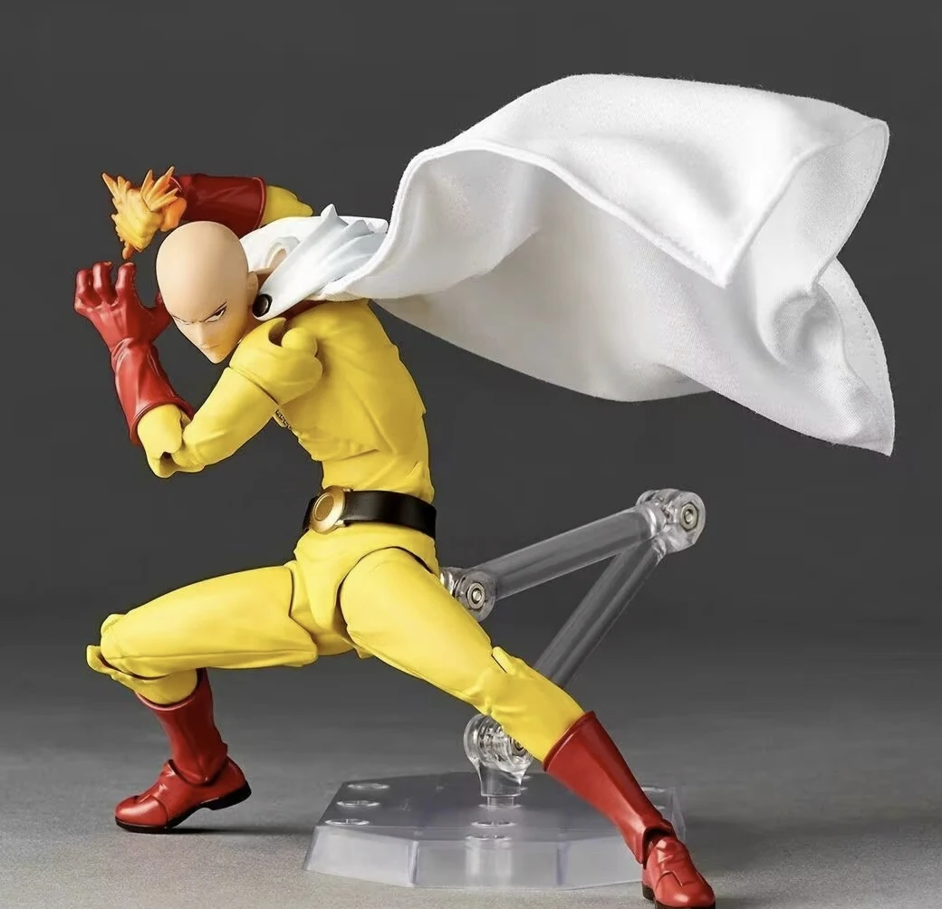 Hot One Punch Man Saitama Amazing Yamaguchi Revoltech Saitama In Stock Anime Action Collection Figures Model Toys Gifts
