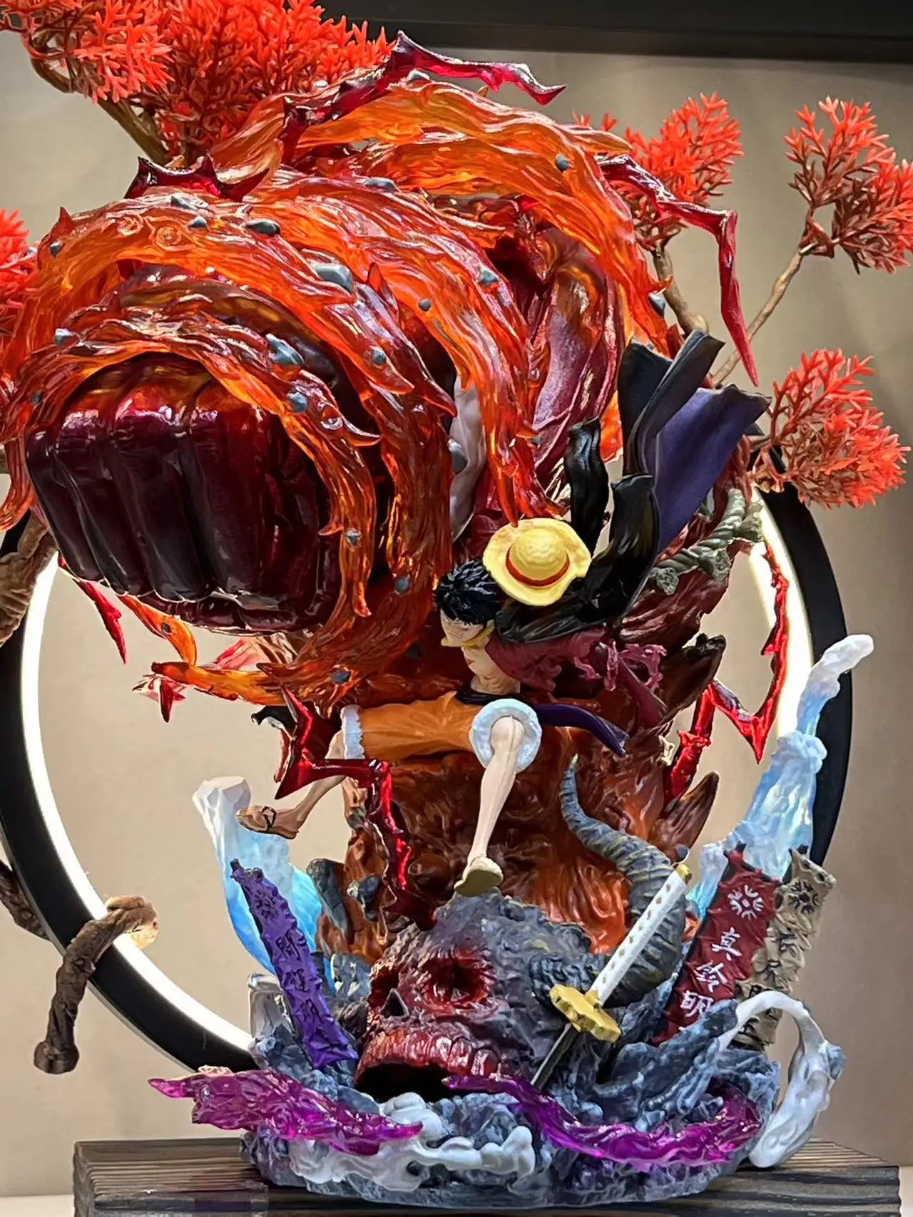 One Piece Gk Anime Figure Luffy With Led Toys Gear 3 Figurine Red Roc Pvc Statue Collectible Model Decoration Birthday Gift ﻿