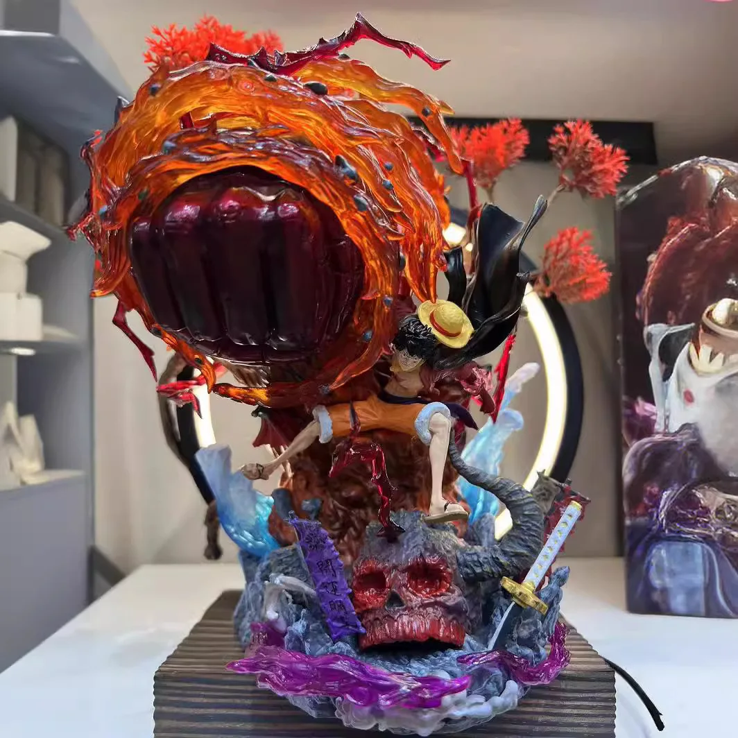 One Piece Gk Anime Figure Luffy With Led Toys Gear 3 Figurine Red Roc Pvc Statue Collectible Model Decoration Birthday Gift ﻿