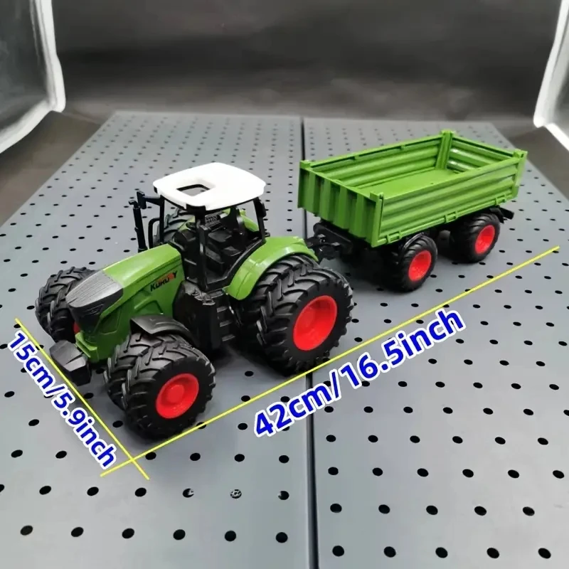 16.5 Inches/42cm Large Farm Tractor Toys With Trailer, Realistic Farm Tractor Set For Christmas Birthday Gift