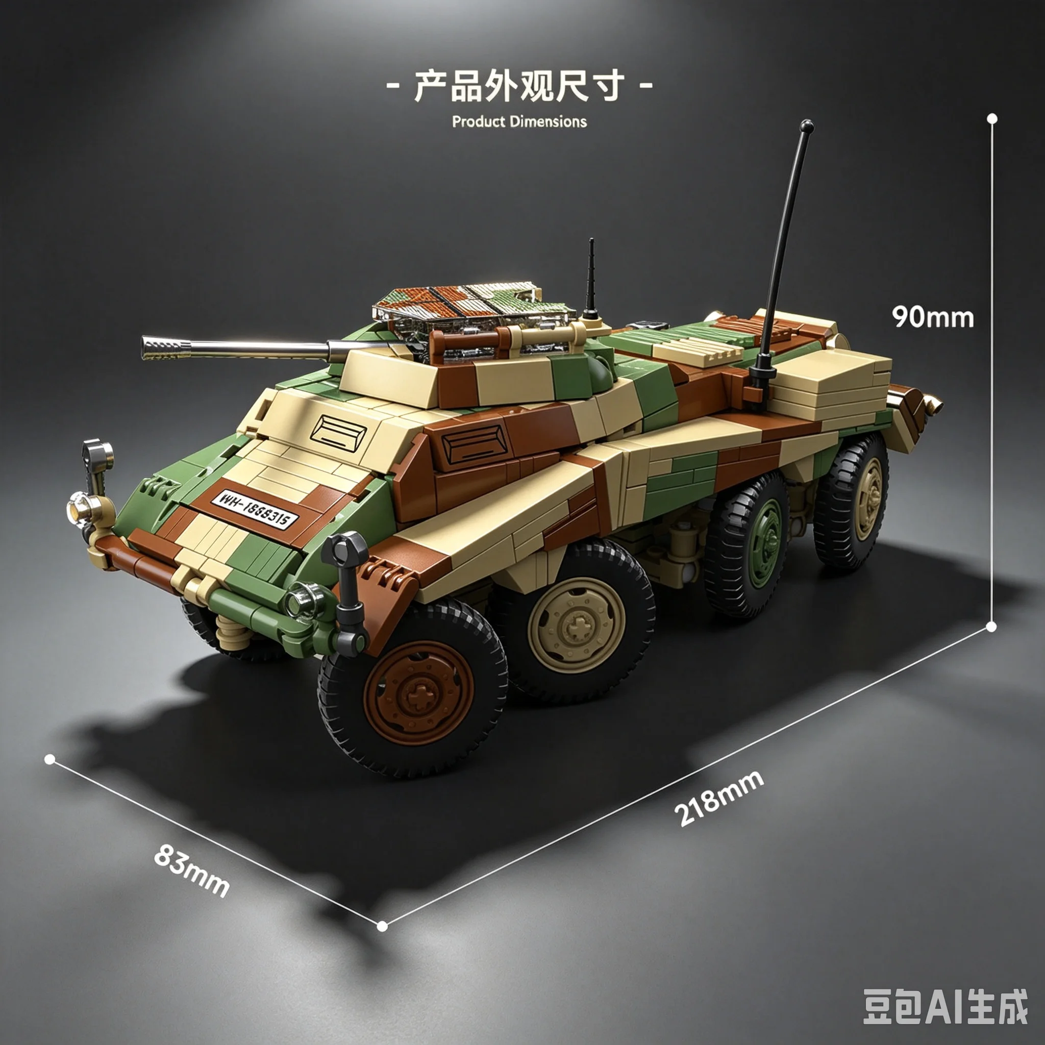 Puma Sd.Kfz.234 Wheeled Armored Reconnaissance Vehicle Building Block Model Kit 8x8 Combat Vehicle Toy