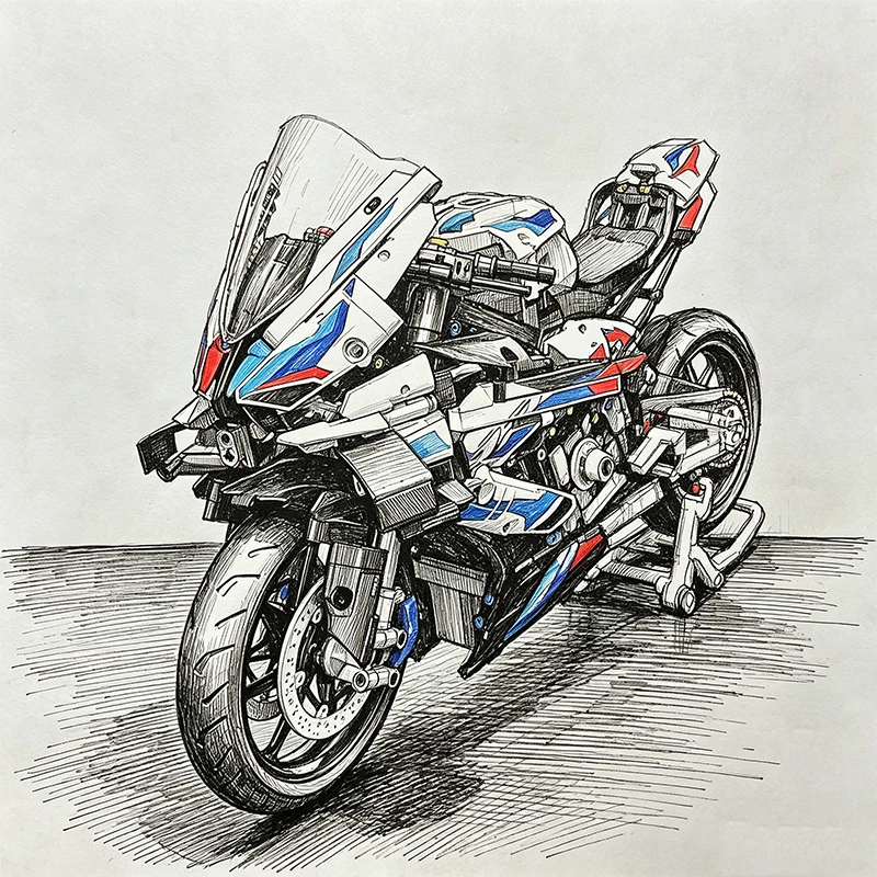 1920PCS MOC Technical M1000RR Motorcycle Building Blocks Collectible Display Motorbike Model Assembly Toy Birthday Gift for Boys