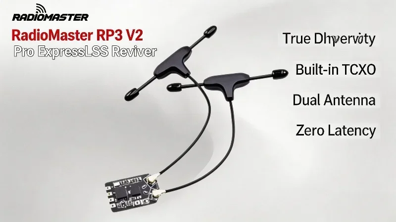 RadioMaster RP3 V2 ExpressLRS Receiver 2.4GHz Dual Antenna Diversity 100mW Telemetry TCXO Long Range CRSF RX for FPV Quadcopters