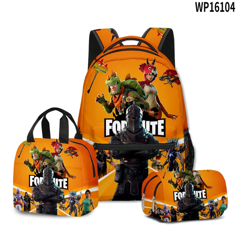 3pcs Fortnite Game Backpack Anime Schoolbag Student Shcool Bags Supplies Cosplay Pencil Bag Kawaii Lunch Bag Birthday Gift