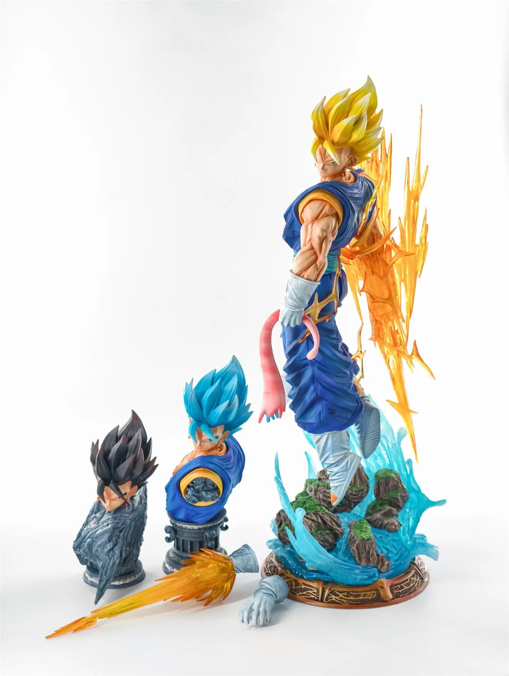 JT Statue 40cm/15.75inch Dragon Ball Z Vegetto Figure 3 Heads Replace Super Saiyan Action Figures Collection Model Toys Gifts