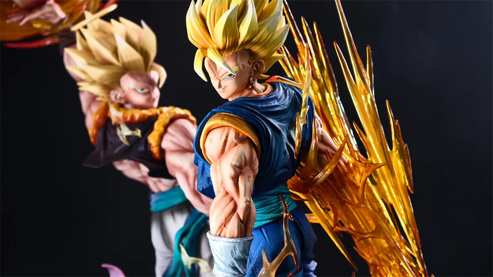 JT Statue 40cm/15.75inch Dragon Ball Z Vegetto Figure 3 Heads Replace Super Saiyan Action Figures Collection Model Toys Gifts
