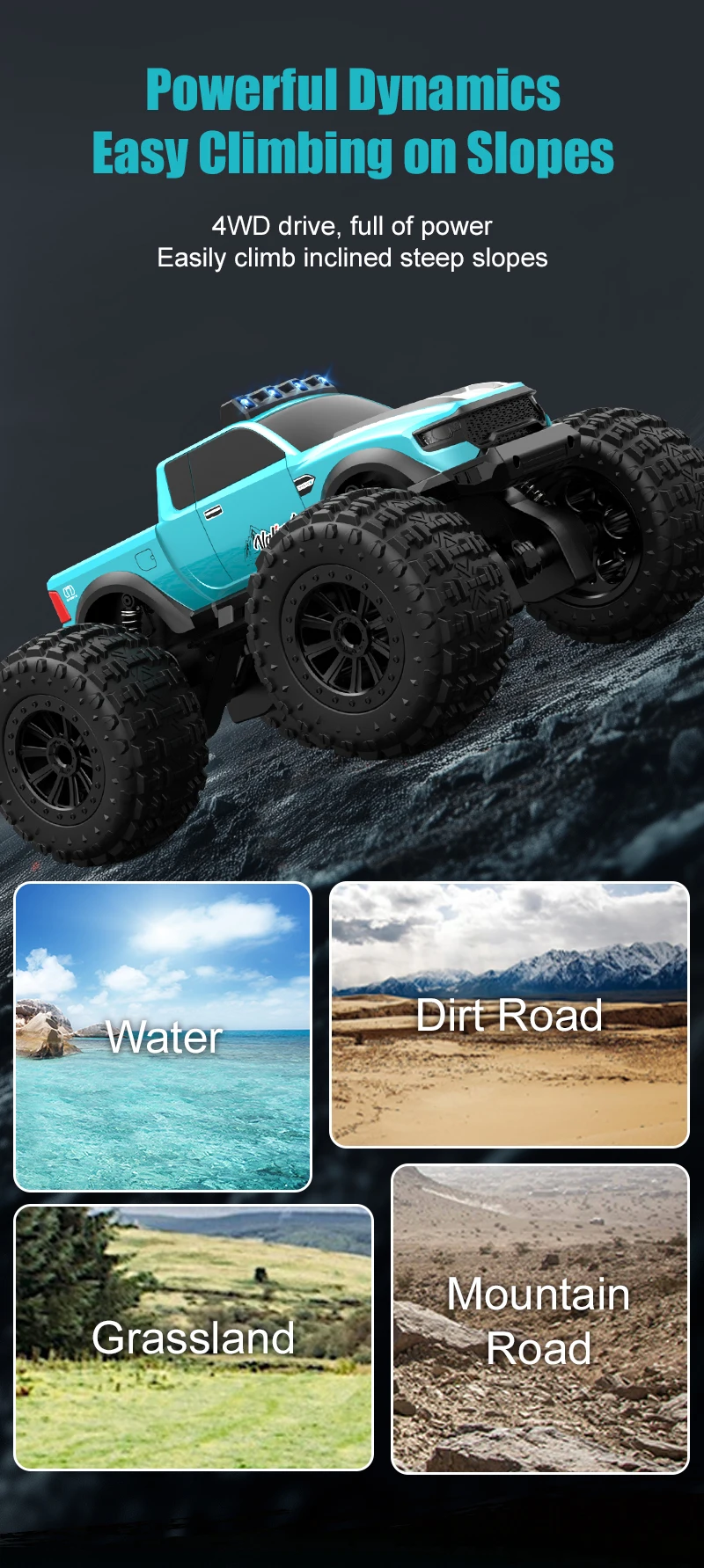2.4G Land&Water RC Car Waterpoof 4WD Full Proportional Remote Control Off-Road Climbing Amphibious Truck Car Toys for Kids C8816