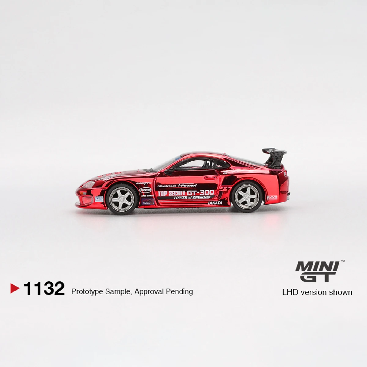 In Stock Ready To Ship MiniGT 1132 1:64 Toyota Supra MK4 Top Secret GT-300 Chrome Red LHD Diecast Model Car