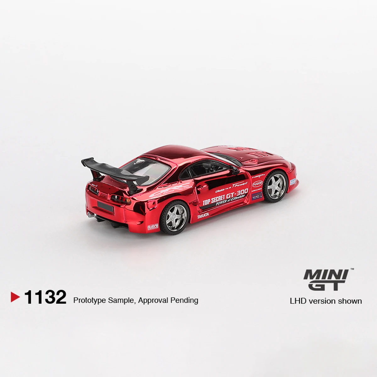 In Stock Ready To Ship MiniGT 1132 1:64 Toyota Supra MK4 Top Secret GT-300 Chrome Red LHD Diecast Model Car